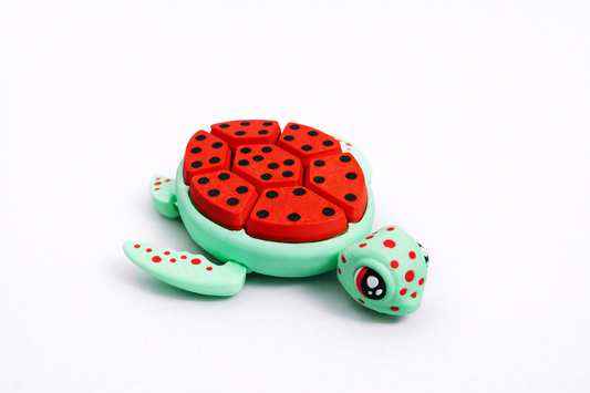 Clicker Turtle Keychain Mechanical Fidget — articulated 3D printed toy