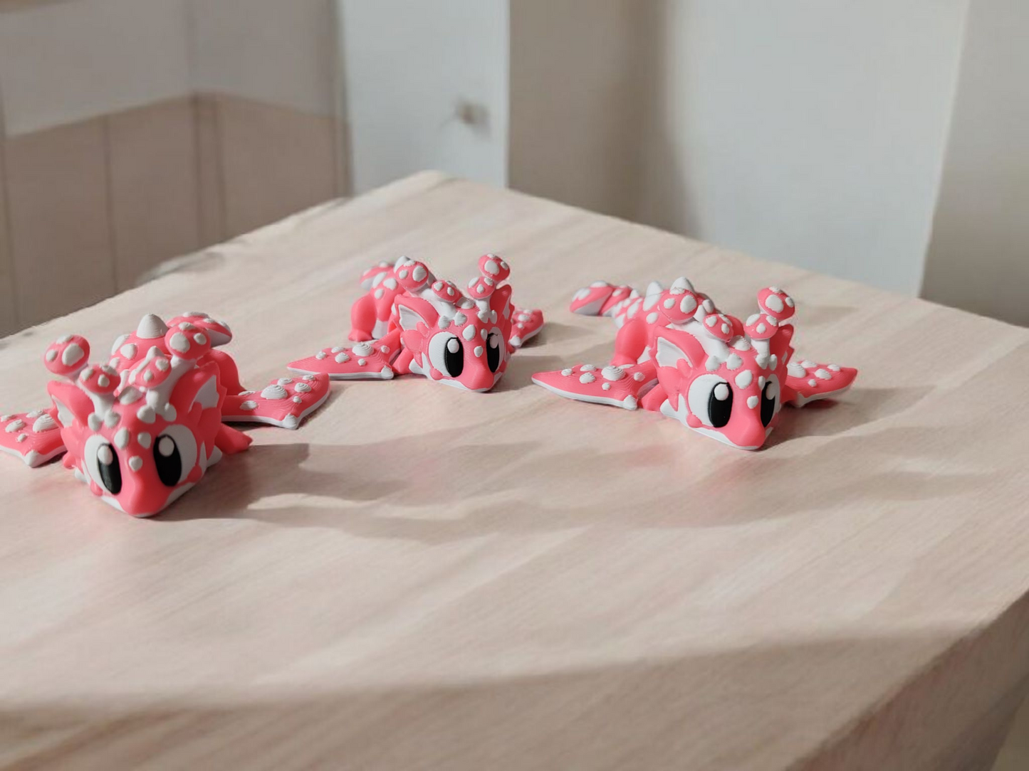 Fantasy dragon with mushroom-themed design and articulated wings