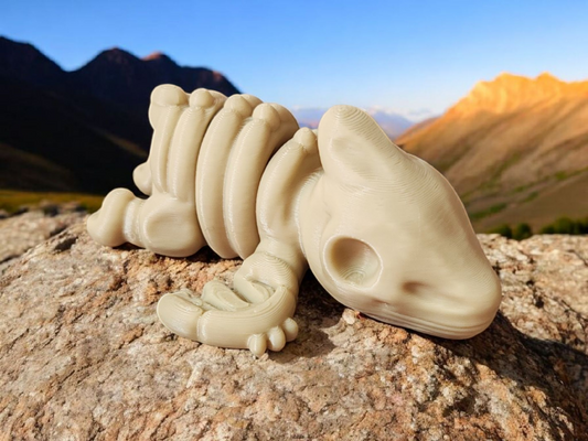 White Pterodactyl flying dinosaur skeleton with articulated wings