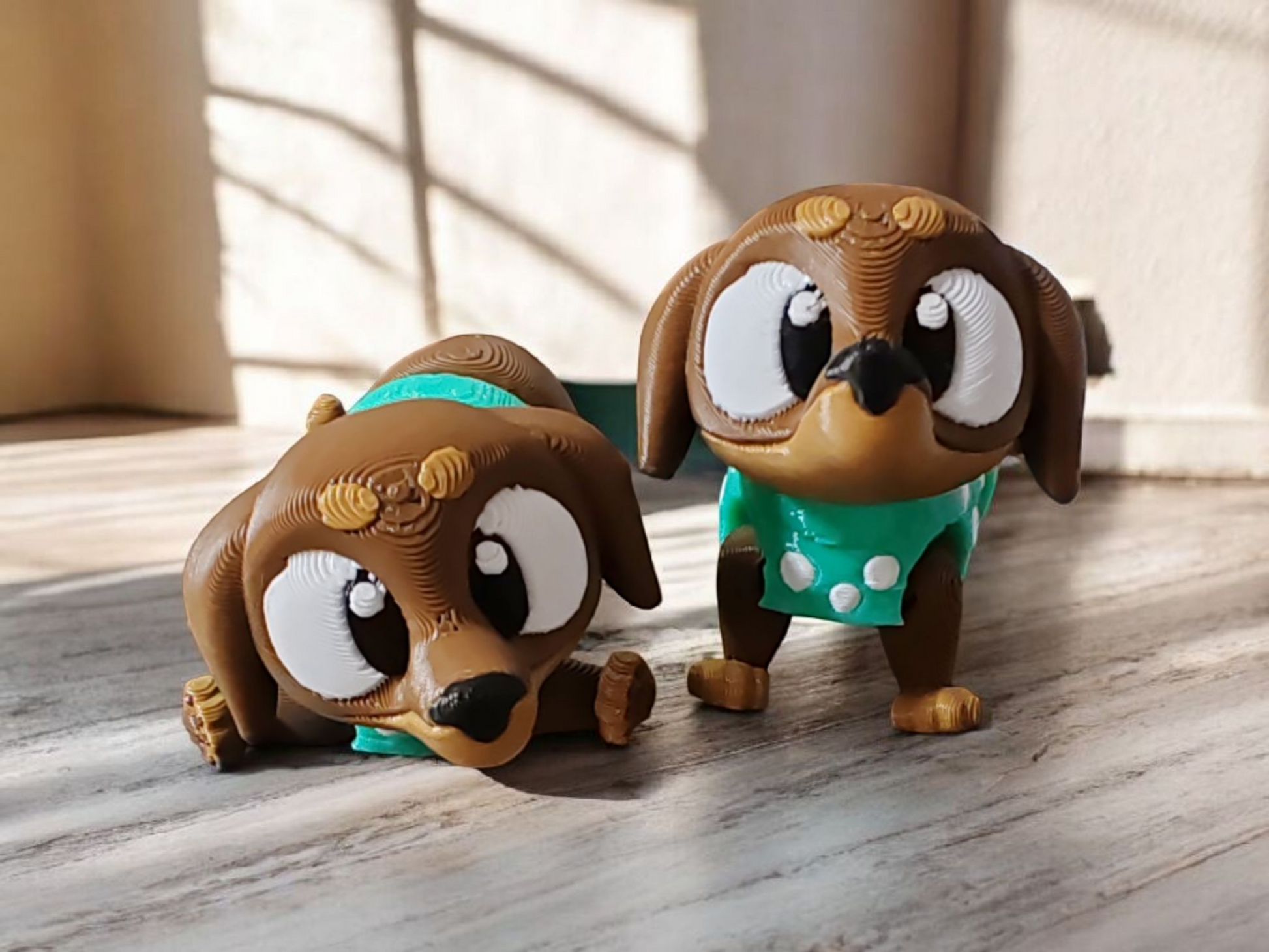 Brown dachshund sausage dog with long articulated body