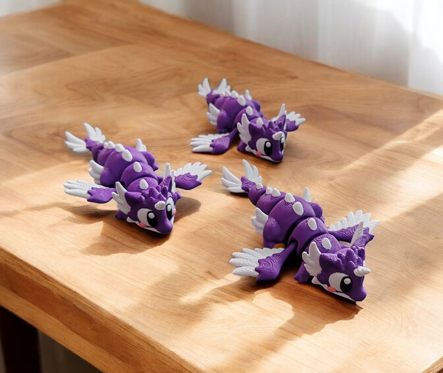 Purple and blue celestial dragon with stars and articulated wings