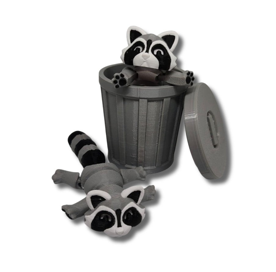 Raccoon collectible with flexible articulated body and striped tail