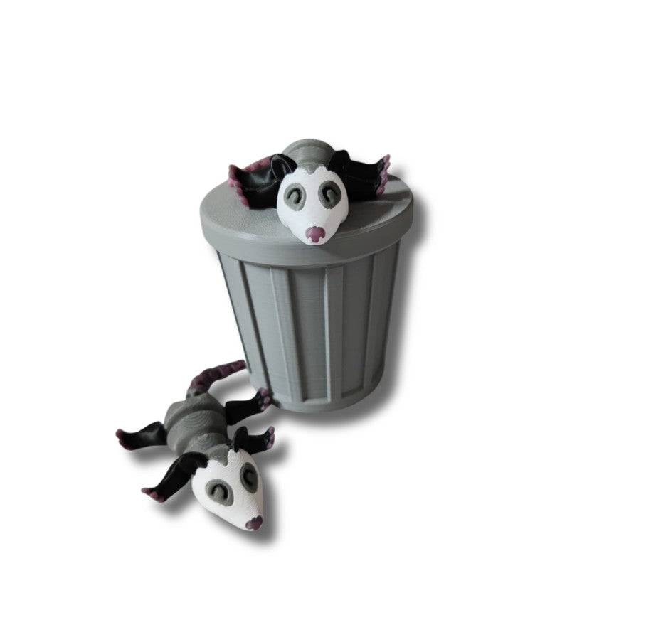 Close-up of possum figurine showing joint articulation