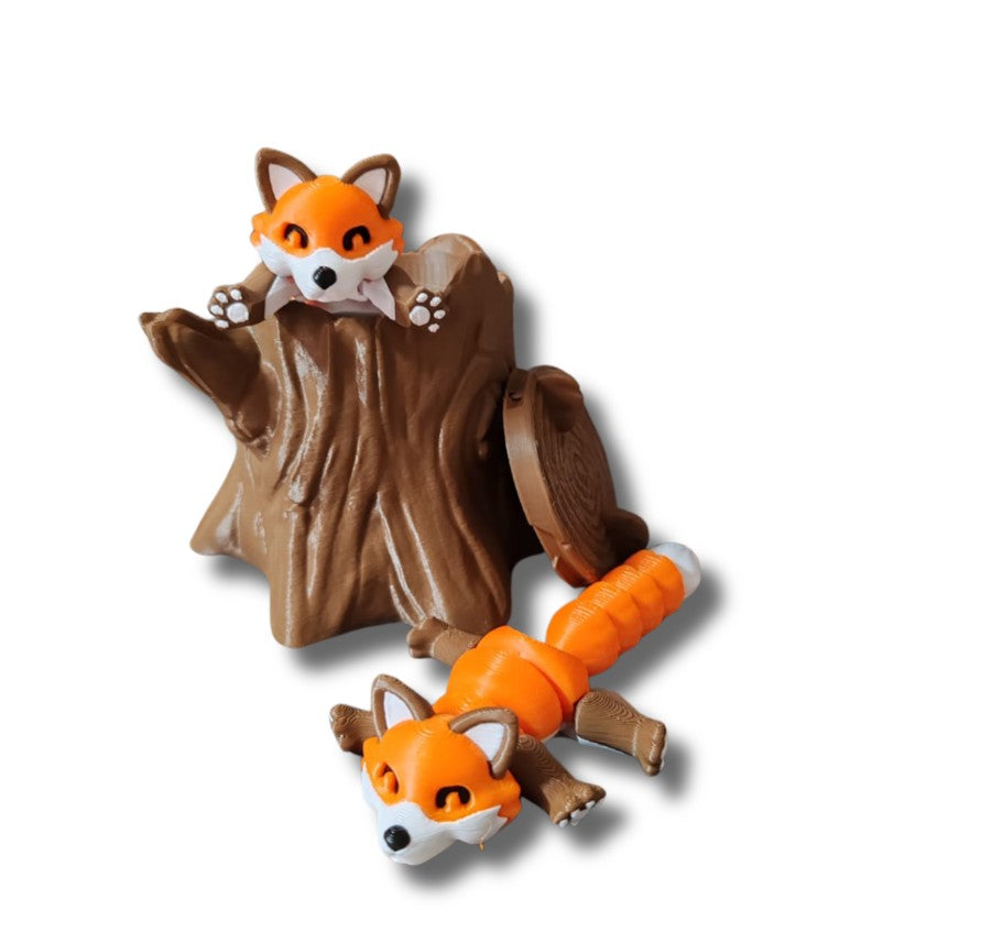 Close-up of flexible fox figurine showing joint details