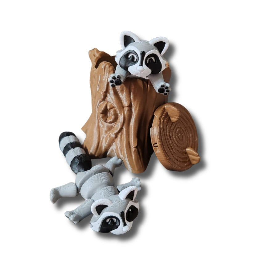 Close-up of flexible raccoon showing articulated joints