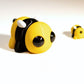Yellow and black flexible bee figurine with wings