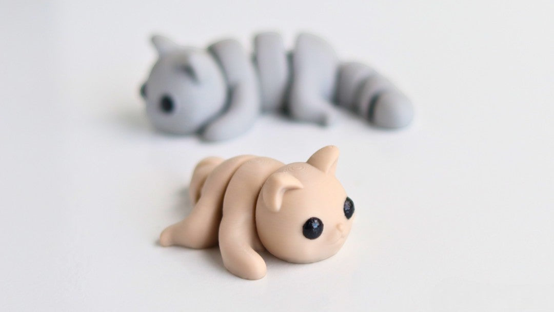 Orange flexible cat figurine with poseable body