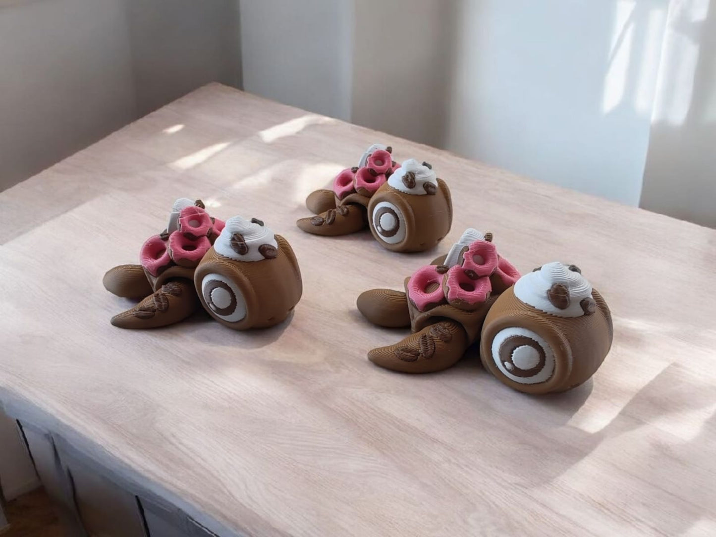 3D Printed Dessert Turtle Trio – Articulated Fidget Turtles (3 Pack)
