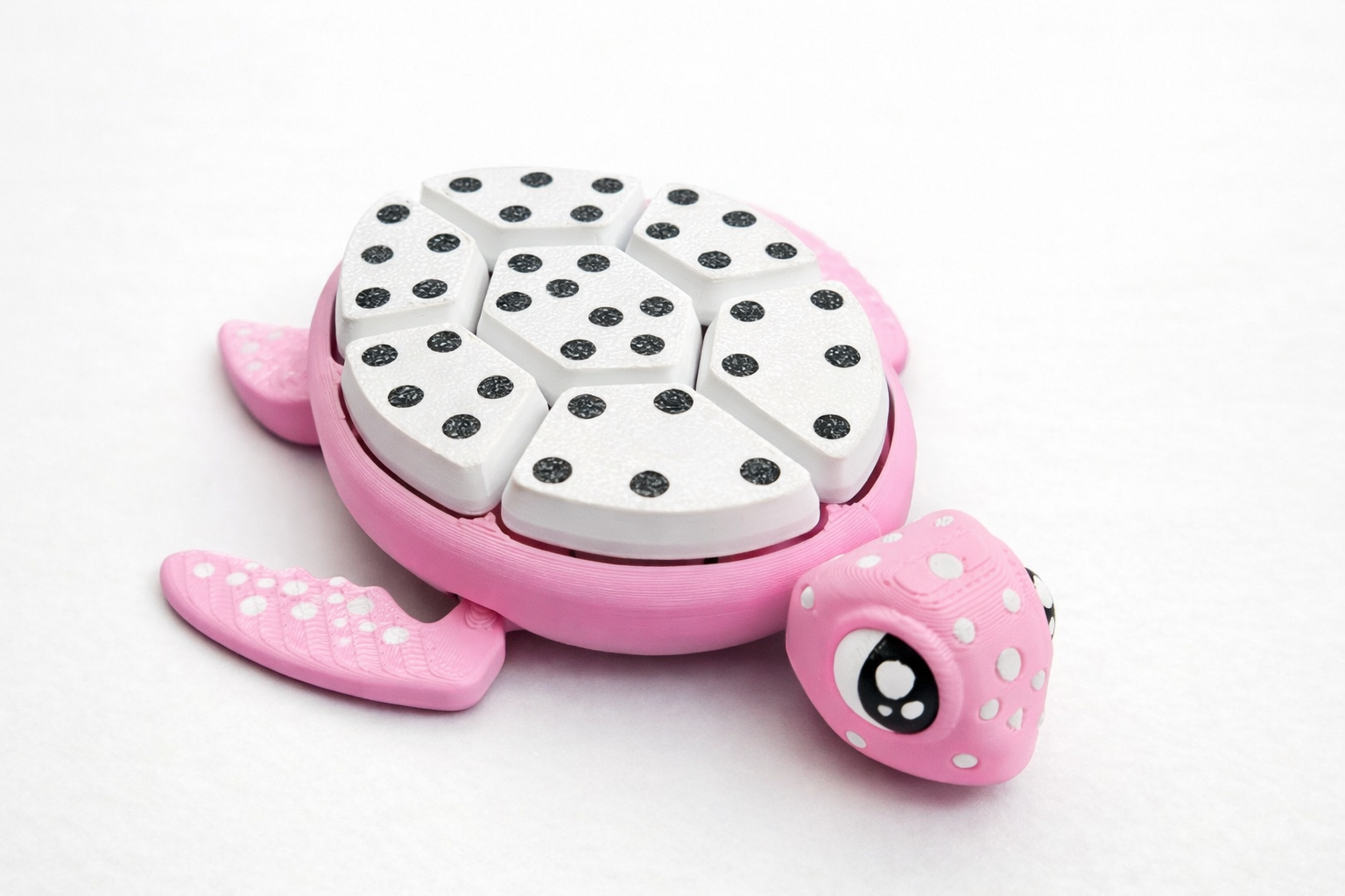 Clicker Turtle Keychain Mechanical Fidget — close-up view, 3D printed by PrintWorx3D