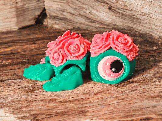 Pink rose themed articulated turtle with flower petal shell