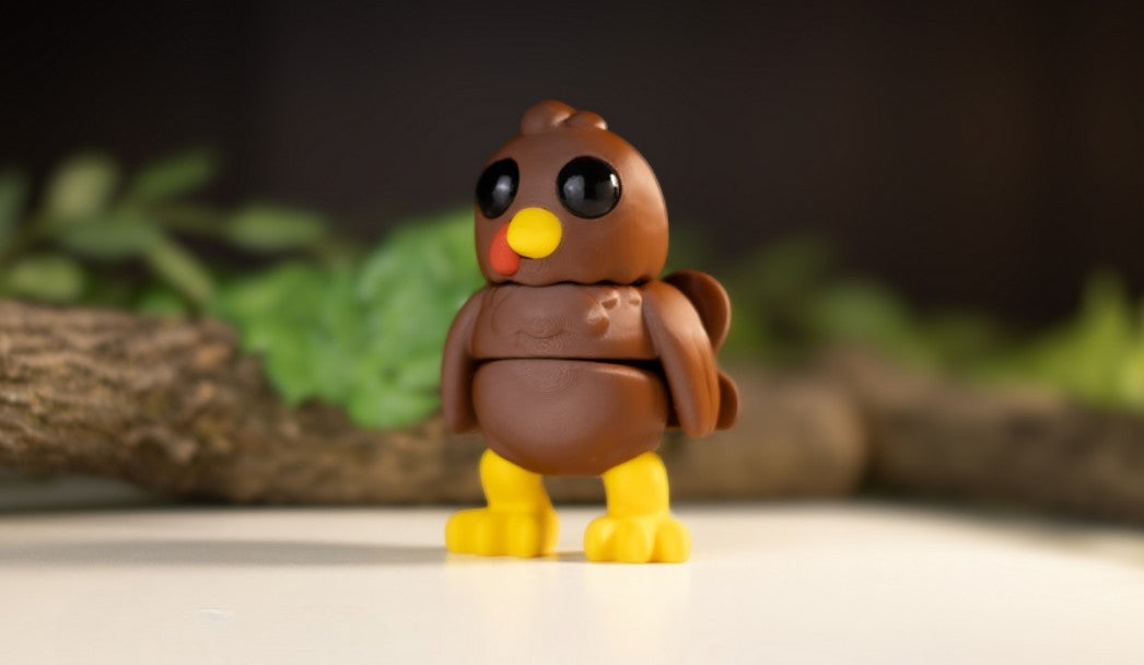 Brown flexible turkey figurine with articulated body